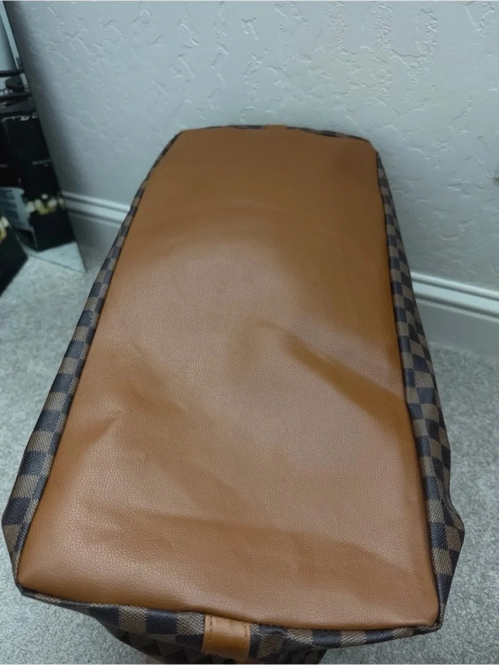Brown Checkered Travel Weekender Bag